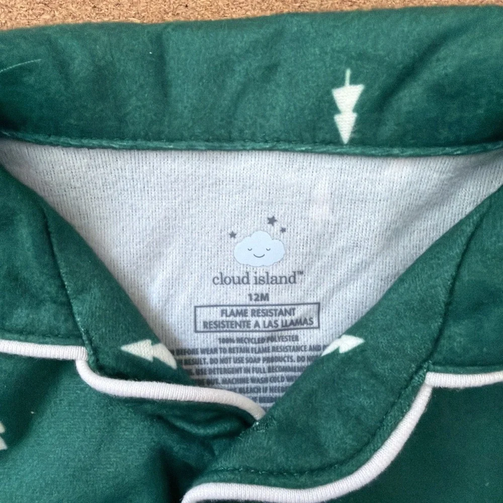 Cloud Island Pajama‎ Set 12M Green Tree Christmas 2pc Sleepwear NWT